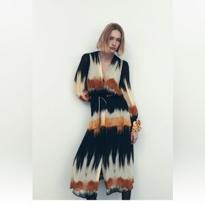 Zara Black and Orange Tie-Dye Dress